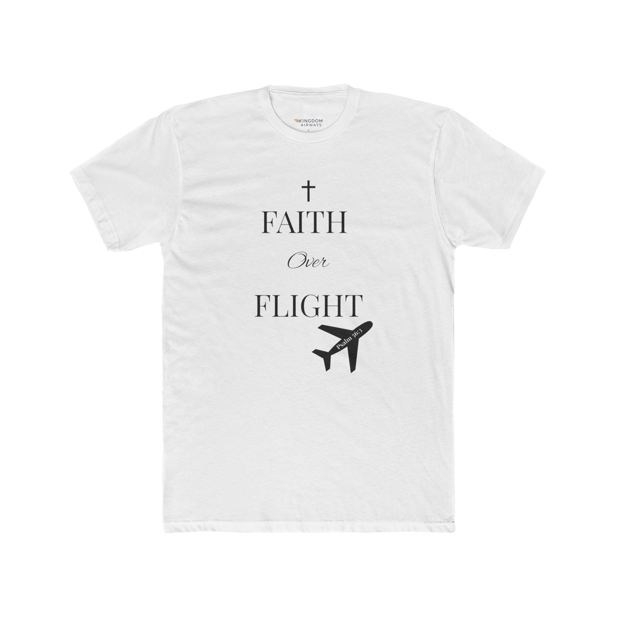 Faith Over Flight Unisex Cotton Crew Tee, Inspirational T-Shirt, Christian Apparel, Perfect Gift for Travelers, Uplifting Quote Tee