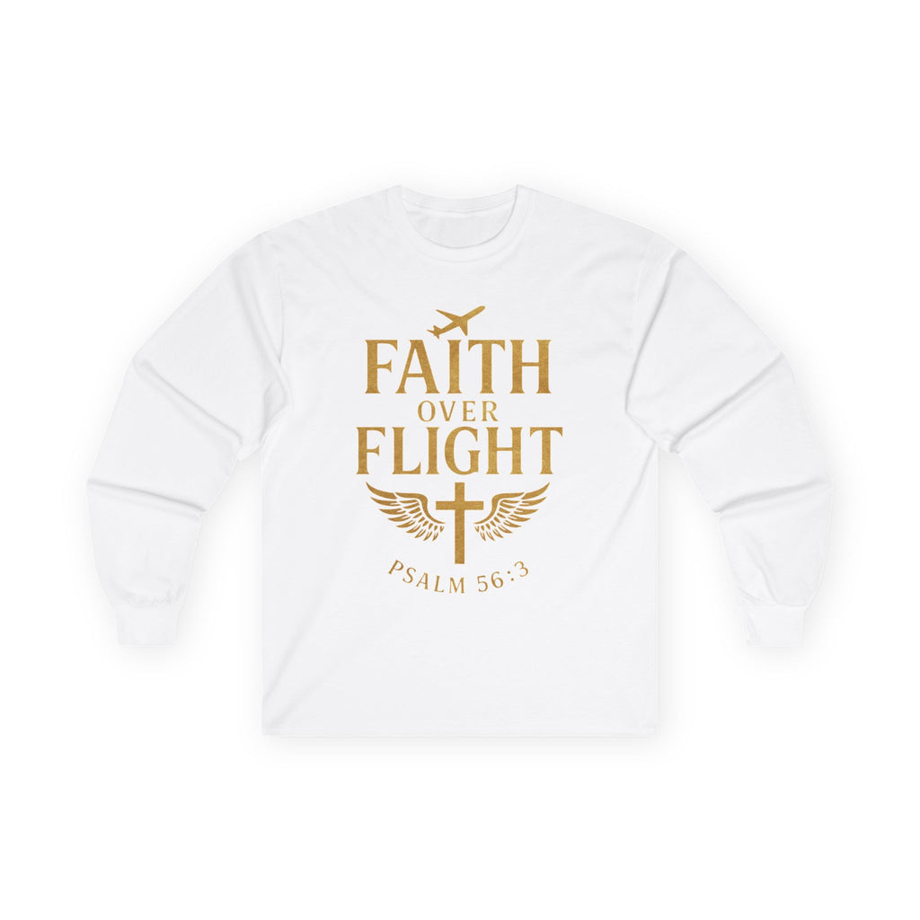 Long Sleeve Tee - Faith Over Flight Christian Message